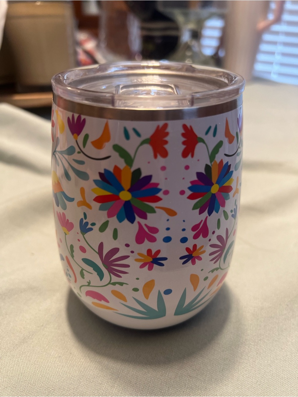 Insulated Floral Stemless Tumbler - White Multicolor